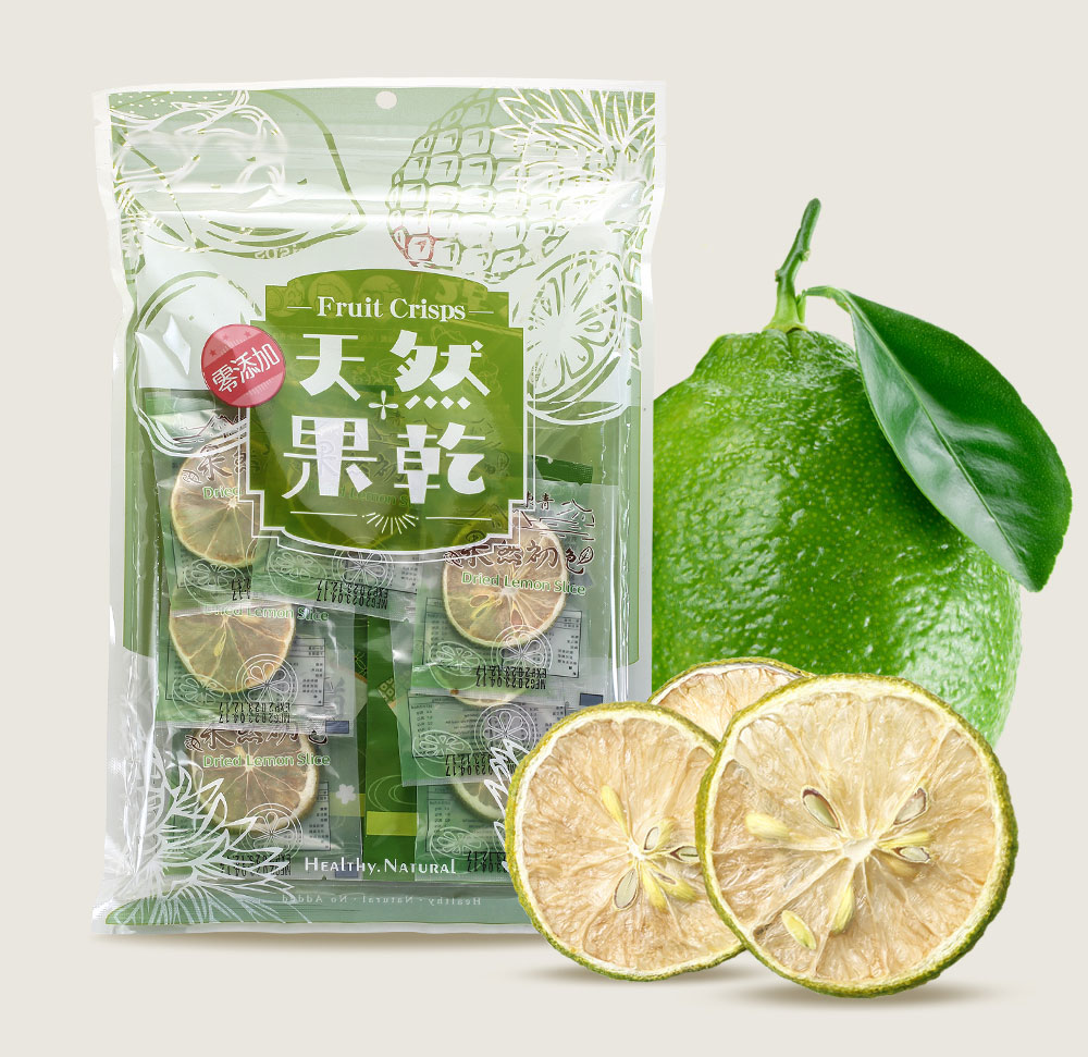 100%無添加果乾系列產品包裝照，主打日本真空乾燥技術